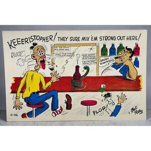 Vintage Postcard Bar Humor Petley Laff-Card Cartoon 1960s Alcohol Drinking